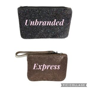 Bundle Of Two Express & Unbranded Shimmering Sparkle Zip Closure Wristlet/Pouch